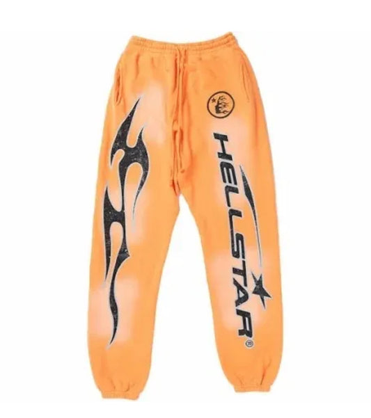 Hellstar Fire Orange Dye Flare Bottom Sweatpants